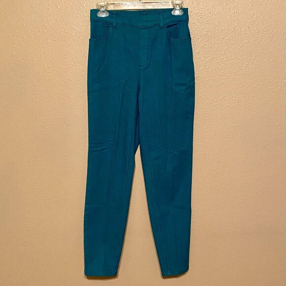 Denim & Company Teal Blue Jeans Stretch Elastic Waist Pull On Women's Size (PS) - Picture 1 of 5